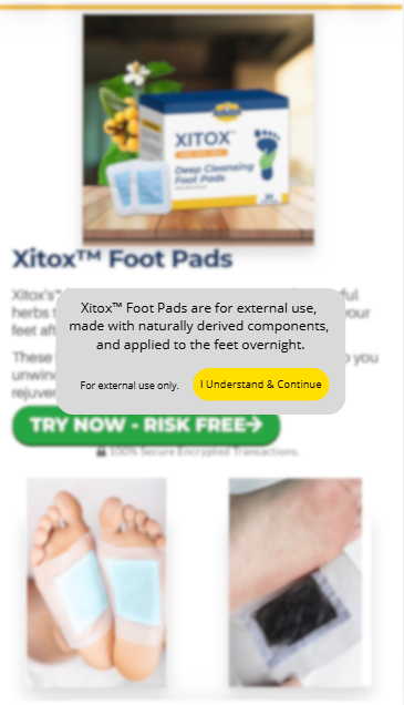 Xitox™ Foot Pads for external use, applied to the feet overnight as part of a simple wellness routine.